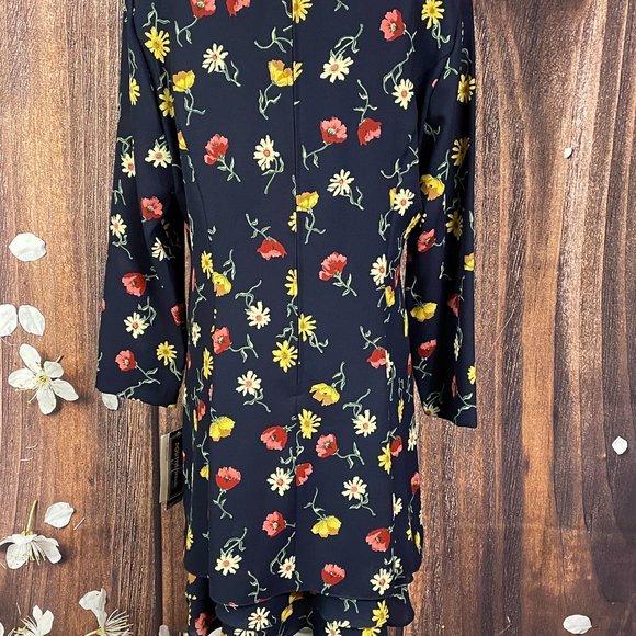 1980s Navy Floral Dress by Positive Attitude - Picture 2 of 5